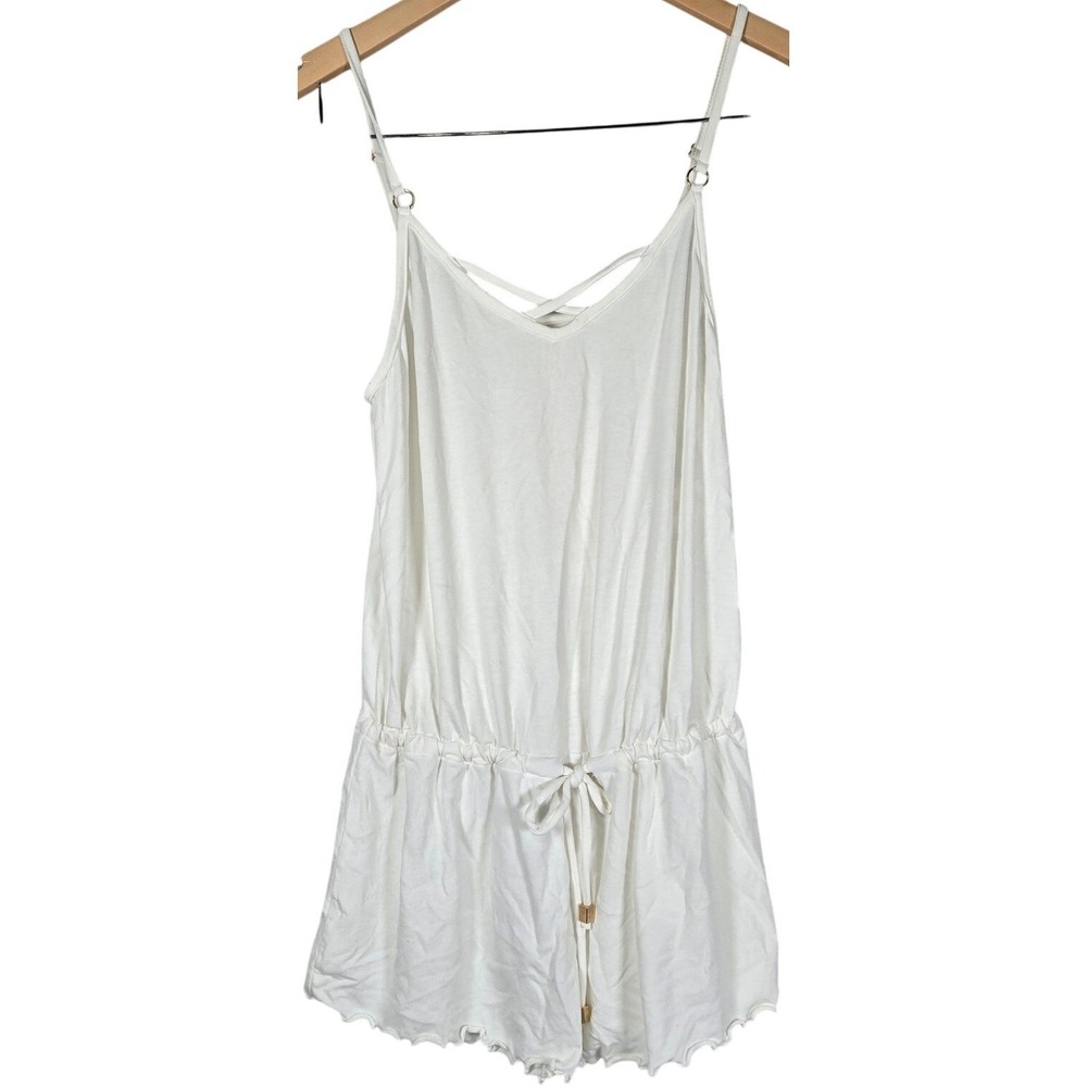 California‎ Waves Romper Swimsuit Cover Up Drawstring Waist Arctic White XS NWT